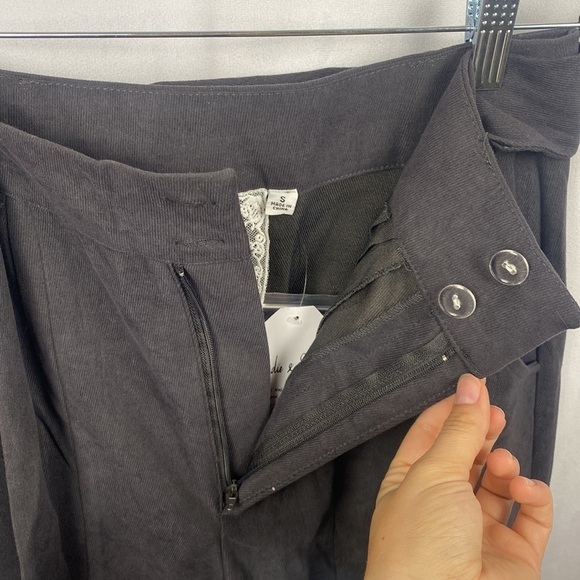 Anthropologie Sadie & Sage Moonlight Mile Paper Bag Pants - Charcoal -Size Small - Picture 8 of 13